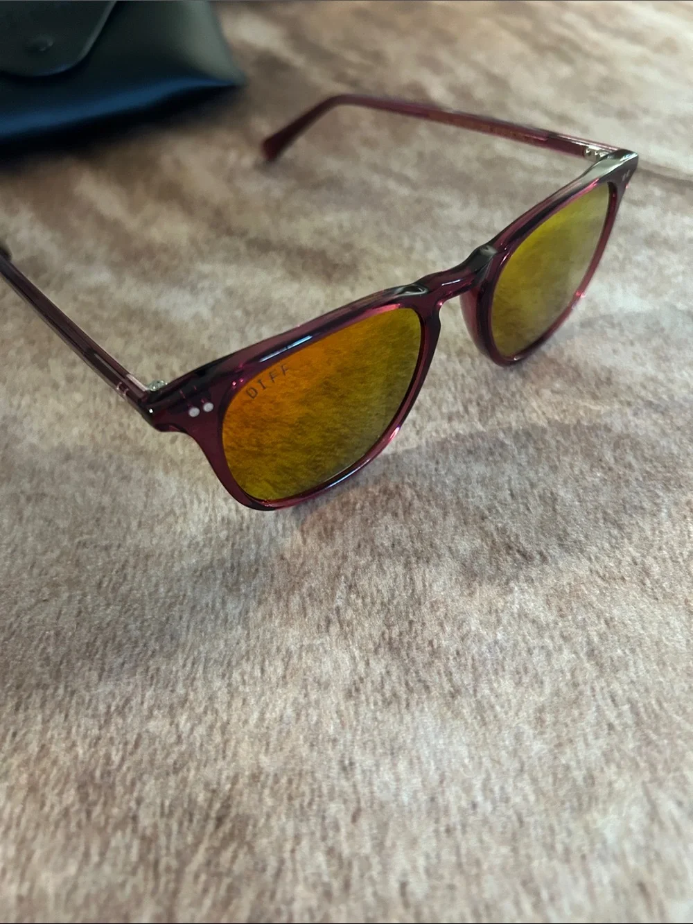 Diff Eyewear Women's Sunglasses - Burgundy Frame with Gold Mirror Lenses